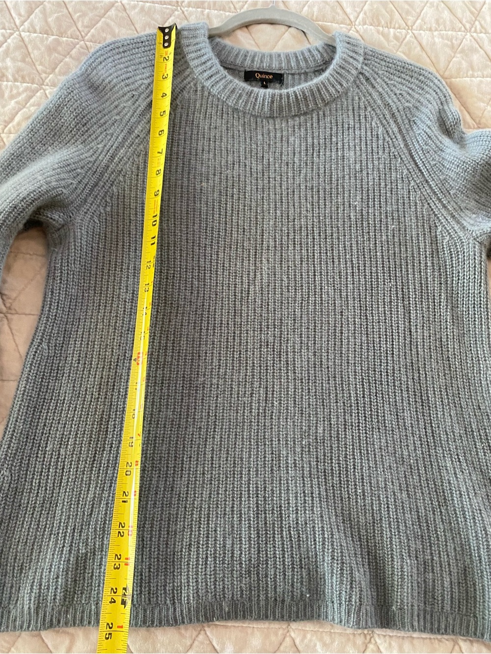 Quince Mongolian cashmere fisherman crewneck sweater dusty blue large - Picture 6 of 9